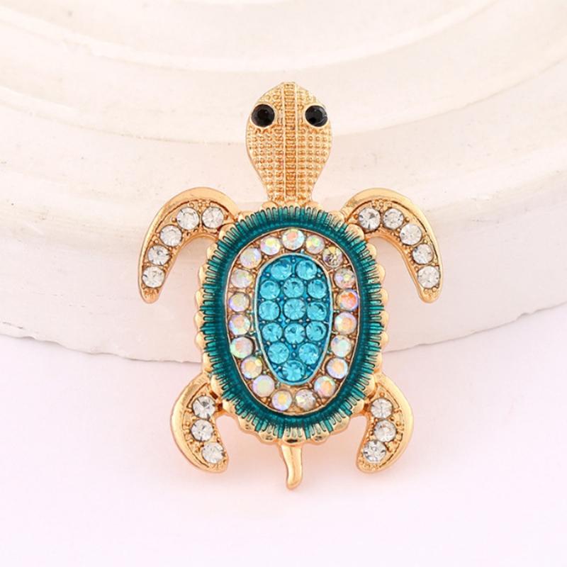 Fashion Shiny Rhinestone Animal Turtle Brooches For Women Clothing Coat Banquet Accessories Gifts