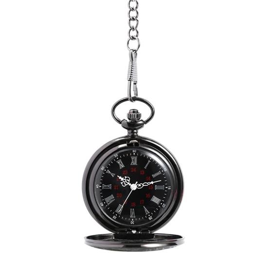 

Unisex Vintage Roman Numerals Steampunk Quartz Pocket Watch with Chain Gifts чёрный