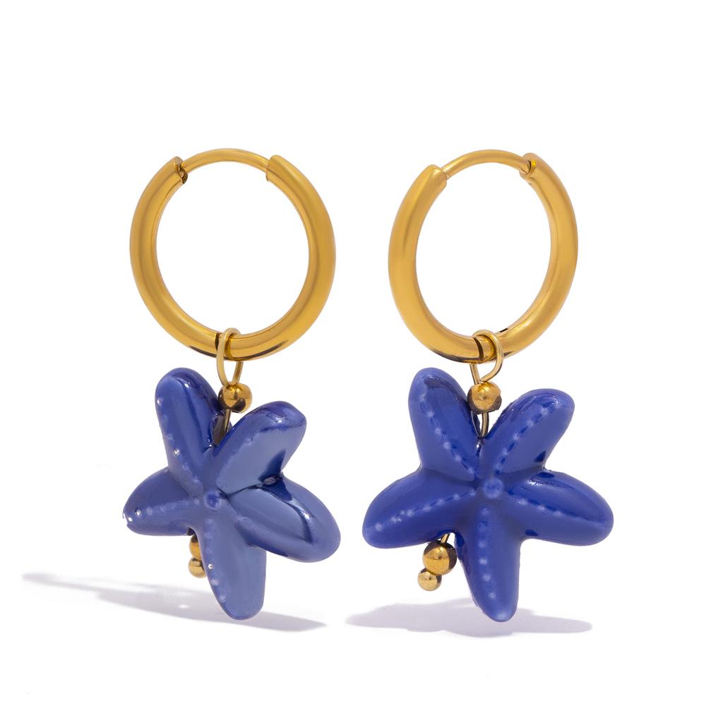 Ceramic Dopamine Starfish Earrings for Women Colorful Vibrant Pendant Youthful Hypoallergenic Jewelry Gift