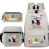 Cartoon Teacup Head Cuphead Student School Bag Backpack Three-piece Set Children's Shoulder Bag Pencil Bag