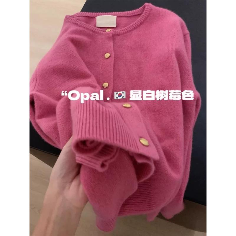 

Orange long-sleeved knitted cardigan sweater women s autumn and winter loose soft waxy lazy coat top average size