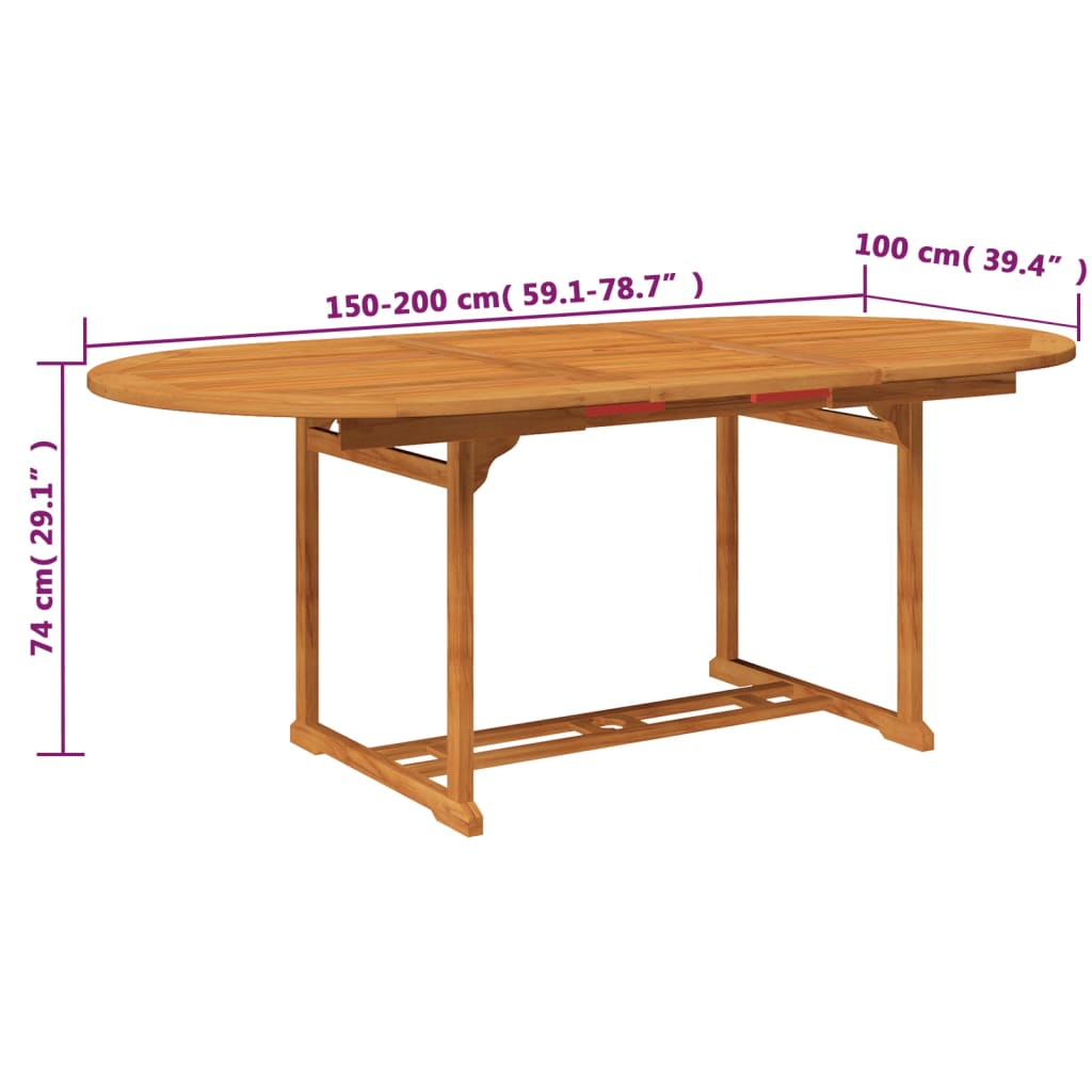 7 Piece Garden Dining Set Solid Acacia Wood 150 200 cm