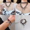 Gothic Cross Layered Necklace Trendy Tassel Choker For Summer Gift Alloy Plated