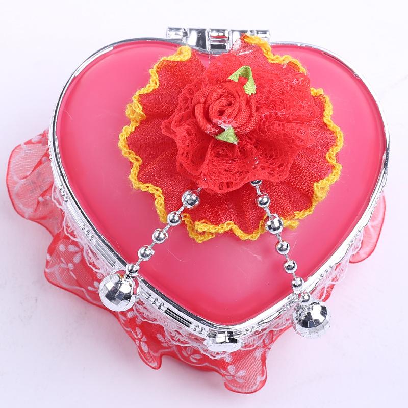 Heart-Shaped Creative Jewelry Box Pink Girls Jewelry Storage Box Student Dormitory Love Heart Mirror Make Up Organizer Box