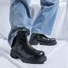 Men's genuine leather boots Classic casual style Work and Office Business Outdoor fashion autumn winter shoes Black Thick Bottom