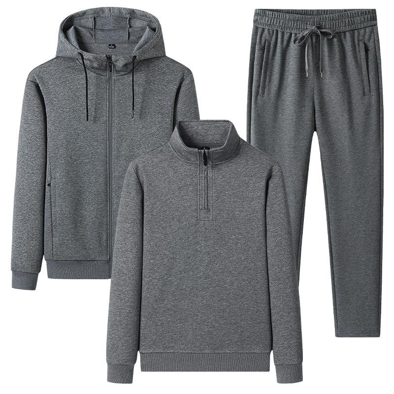Men Spring Autumn Clothing Hooded Hoodies Suit Male 3 Pieces  Set Sweatshirt + Sweatpants Tracksuit Men Sportswear Sets