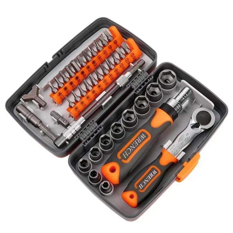 38 Pcs CRV Anti-Slip and Sweat-Proof Handle Multi-Purpose Ratchet Screwdriver Set for Handle Wrench Bit Repair Combination Tool