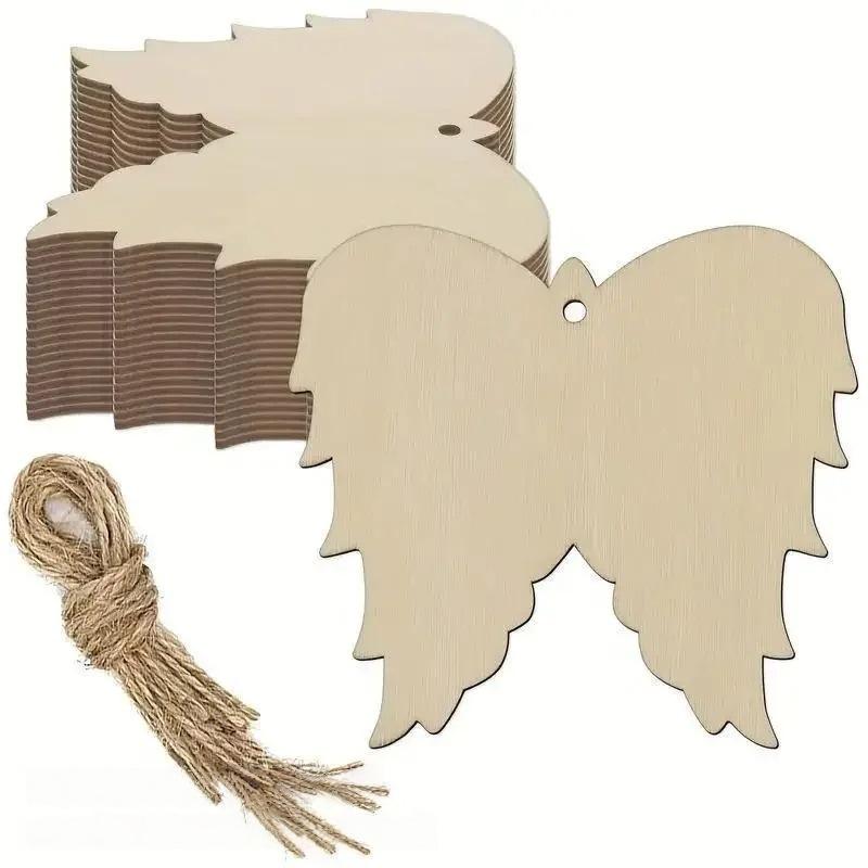 10Pcs Wood Angel Wings Ornament Wooden Angel Ornaments Christmas Xmas Ornaments Angel Wing Ornaments for Home Craft 10X9cm