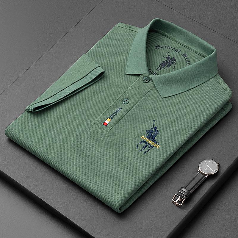 Men's Summer 2026 Embroidered Polo Shirt: Imitation Cotton, Turn-Down Collar, Business Casual Short-Sleeve