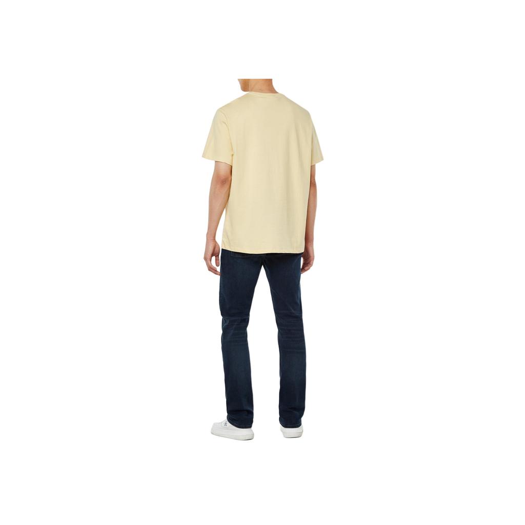 Calvin Klein Letter Logo Round Neck Short Sleeve T-Shirt Men Tops Yellow Blue 4RB862GRM9