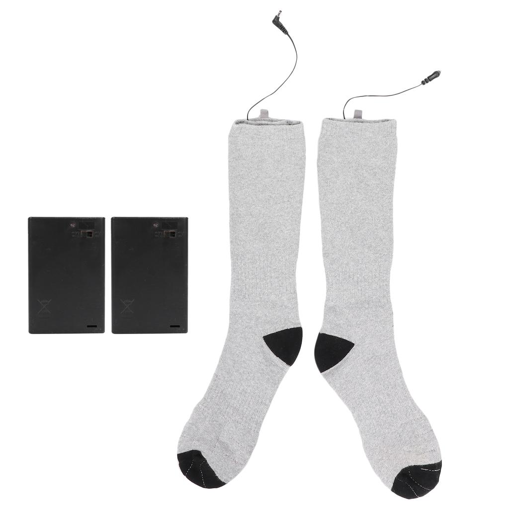 Portable Electric Heating Socks Rechargeable Battery Thermal Gray Sock for Men Women