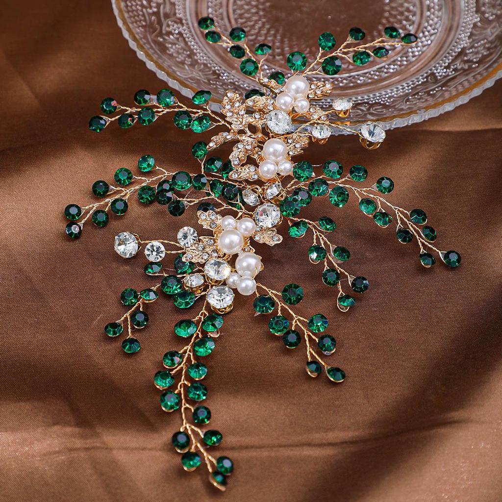 Gold Leaf Pearl Bride Headband: Handmade European and American Design