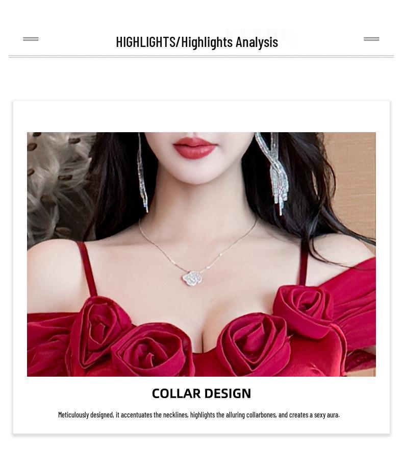 Rose Floral Low-Cut Slit Sling Dress - Sexy Summer Nightclub Gown