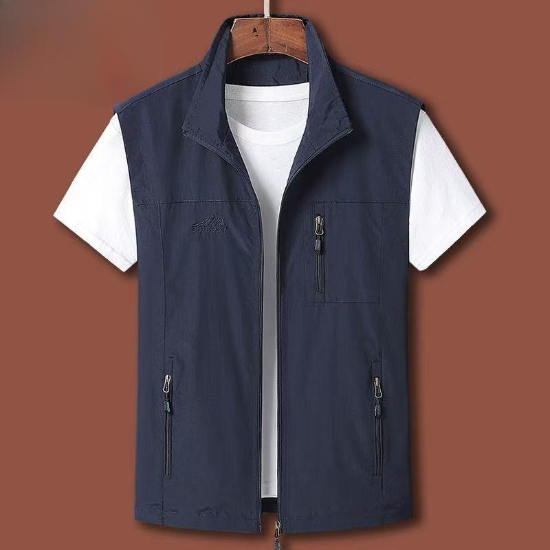 Chaleco multibolsillos para hombre, chaqueta de secado rápido, ropa informal fina para hombre, chaleco de pesca sin mangas.