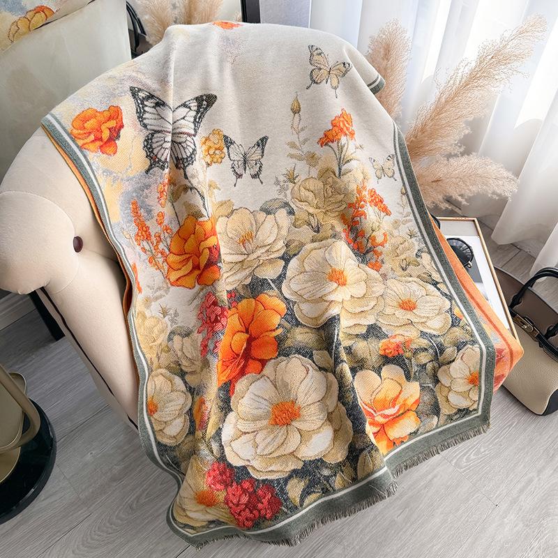 Butterfly Thickened High-End Sense Of Warmth, Scarf, Large Shawl, And Female Autumn And Winter