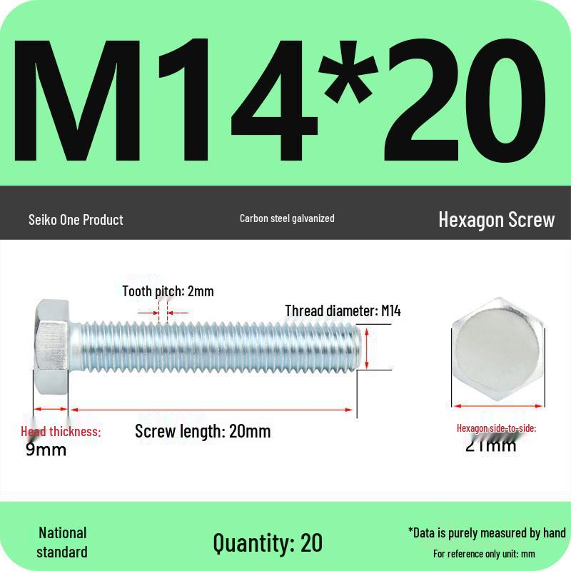 8.8 Grade Galvanized Hex Head Bolt, High-Strength M4-M30