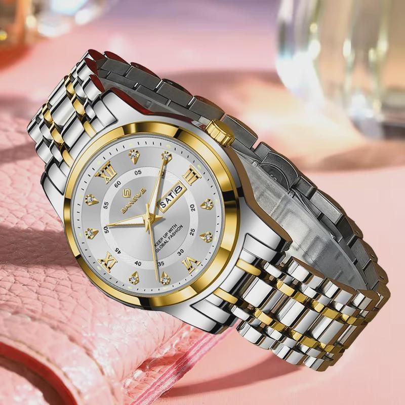 Simple Elegant Design Quartz Watch Diamond Watch For Women Creative Steel Waterproof Wristwatch