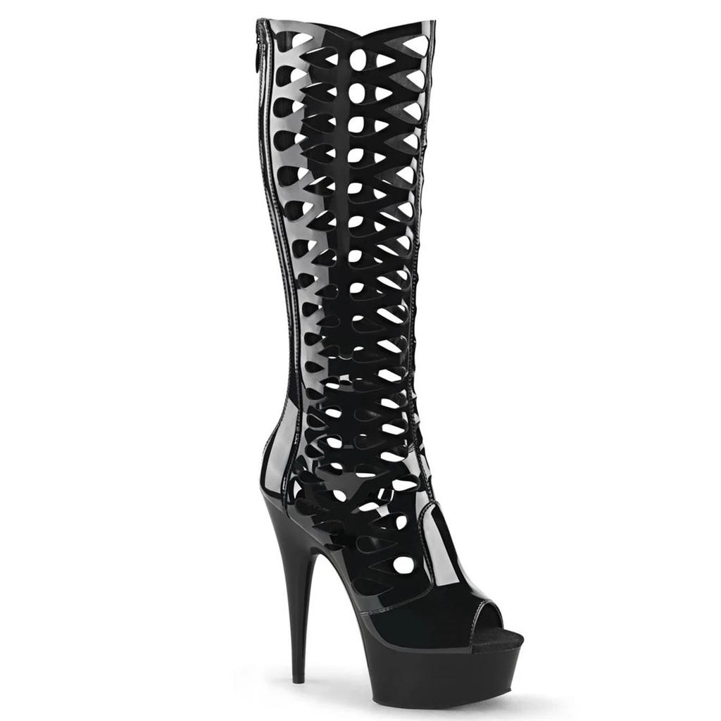 15cm Sexy Women Pole Dance Shoes Pumps Party Club Platform High-heeled Shoes Summer Peep Toe Plus Size