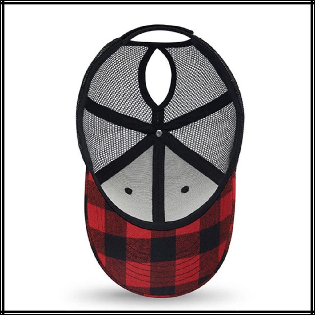 Czapka Siatkowa Wzór Szachownicy Perforowana Czapka Do Biegania Na Zewnątrz CA710 [White Fang] Damska (czerwony czarny)