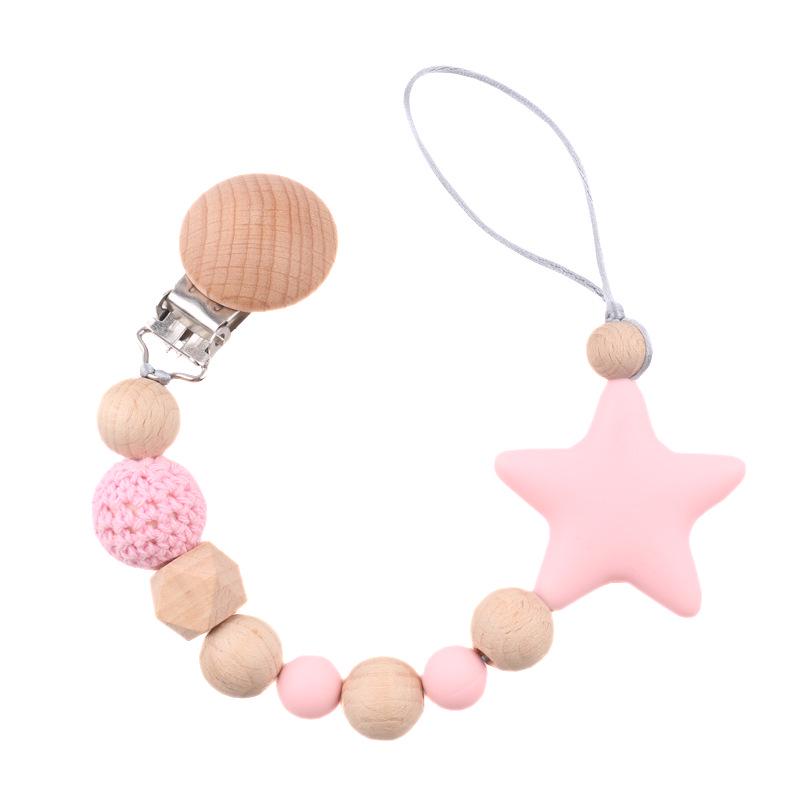 

Новый детский держатель для пустышки из бука и игрушка-прорезыватель - Цепочка-держатель от падения розовый
