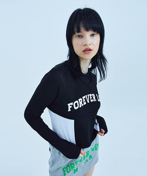 Fake Mama Forever Love Logo Ls Crop Top_Black