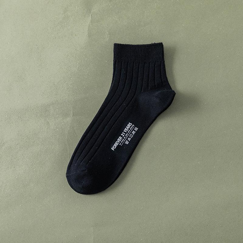 Men's Short Socks for Spring and Summer, Double-needle Short Tubes, Solid Color Combed Cotton Men's Socks, Thin Boat Socks