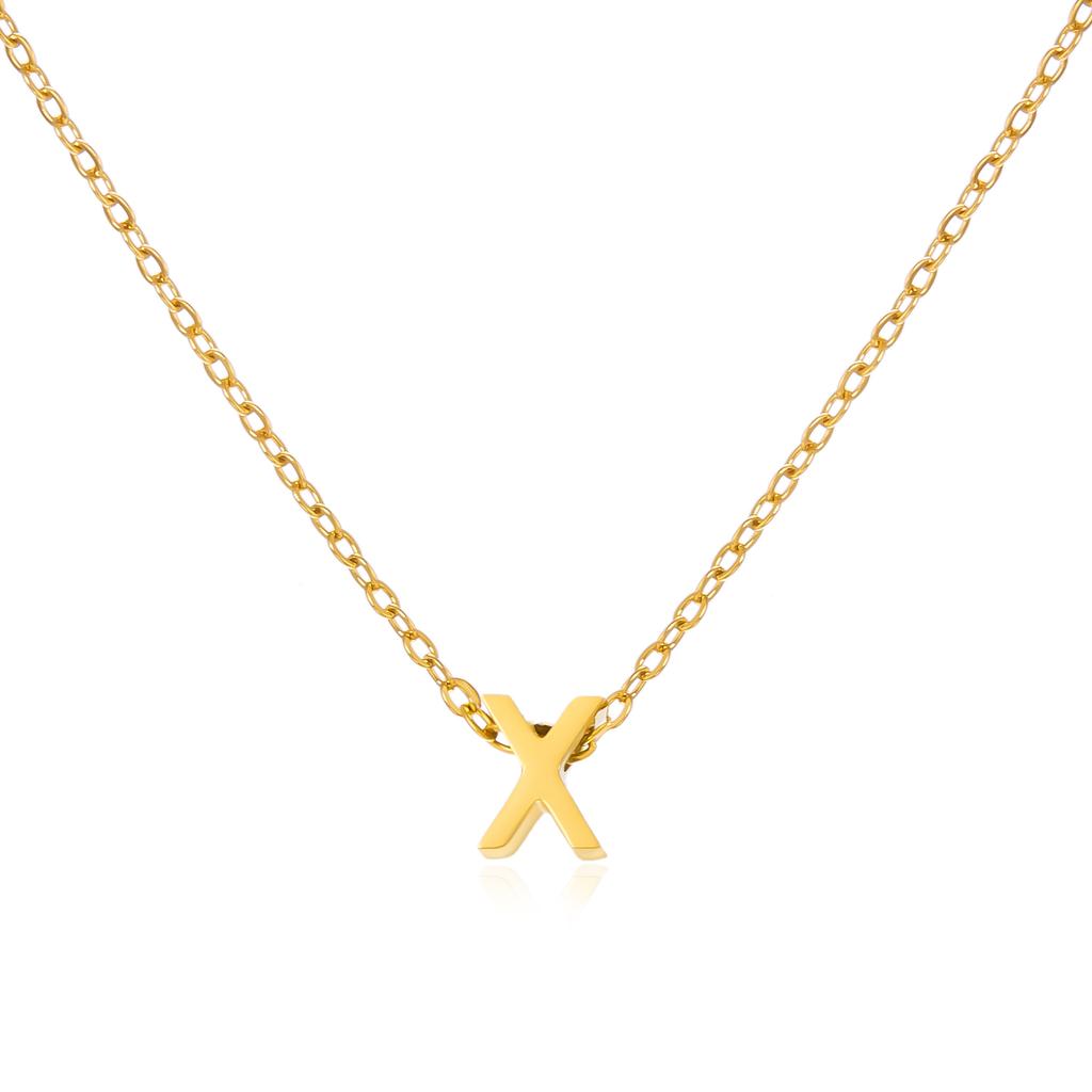 Simple Stainless Steel A-Z Initial Letter Necklaces for Women 26 Alphabet Pendant Clavicle Chain Choker Birthday Party Jewelry