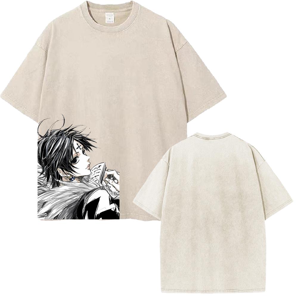 Chrollo HUNTERHUNTER Graphic Tshirt Manga Vintage Washed Oversized T Shirt For Men Women Clothing Cotton Short Sleeve Tees S