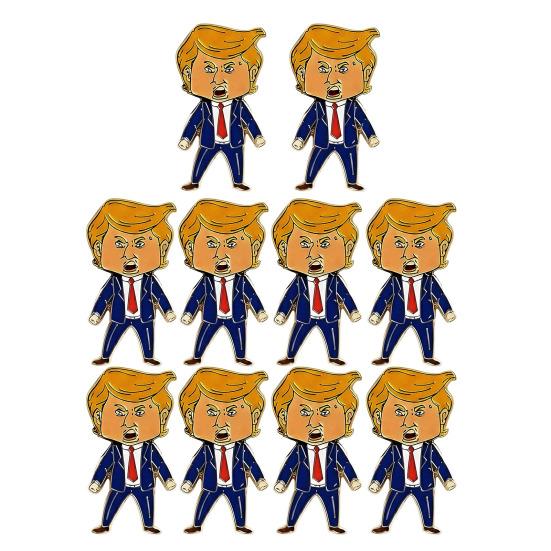 Tecknad President Nål Metallbrosch Pin Pin Accessoar för Emalj Lapel Rolig Figur Män Kvinnor Rock