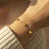 Elegant EU-US Style Double-Layer Heart Bracelet - Cute, Simple, 18K Gold-Plated Stainless Steel Jewelry