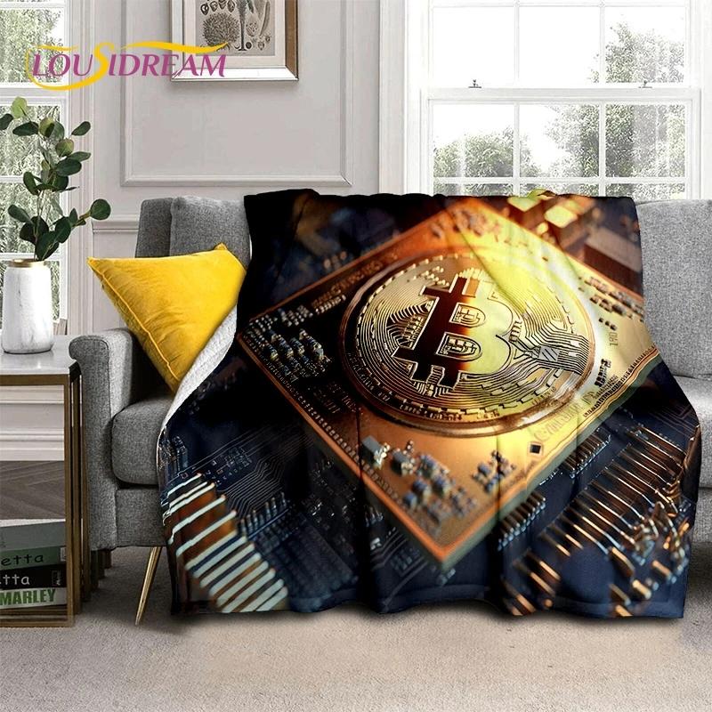Bitcoin Virtuelle Währung NFT Weiche Flanelldecke für Betten Schlafzimmer Sofa Picknick, Überwurfdecke zum Zudecken Outdoor Freizeit Nickerchen Geschenk