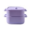 2 Pieces Silicone Microwave Steamer Bowls with Handle Oven Safe Food Storage Containers for Quick and Healthy Cooking