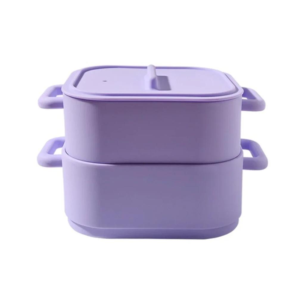 2 Pieces Silicone Microwave Steamer Bowls with Handle Oven Safe Food Storage Containers for Quick and Healthy Cooking