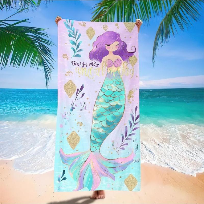 

1pc Mermaid Design Microfiber Beach Towel - Quick-Dry, Sand-Free, Large Lightweight Absorbent Compact Travel Towel for Pool, W40*H60(CM)