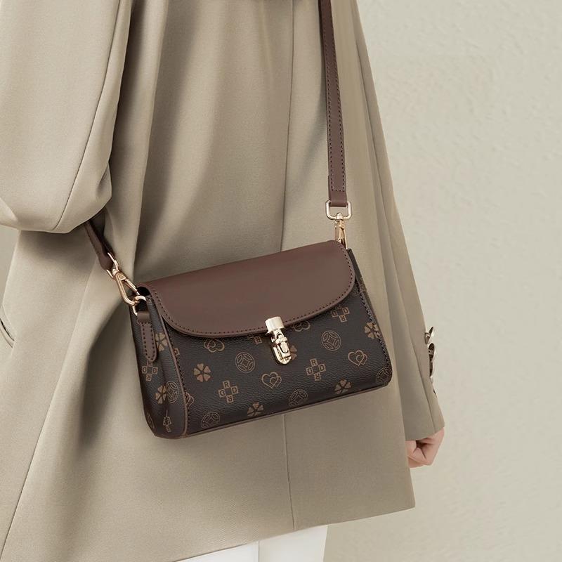 Retro Printed Small Square Bag 2025 New Fashion High-end Shoulder Bag Women's Simple Commuter Messenger Bag
