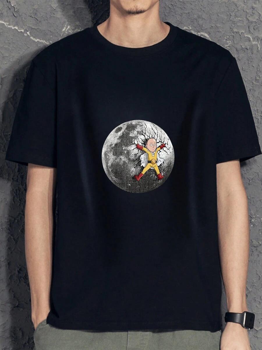 

Funny Cartoon Anime Printed Top, Comfortable Short Sleeved Round Neck Unisex T-Shirt T-Shirt L