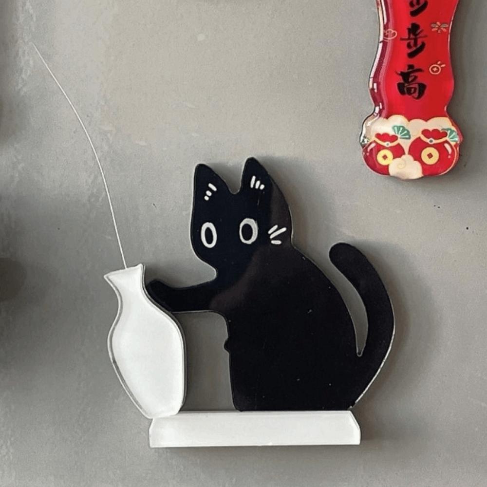 Svart Katt Skjuter Katthårssamlare Kreativ Kylskåpsmagnet Vas Dekor Pälssamlare