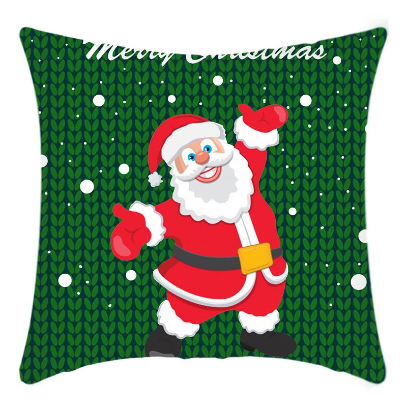 New Christmas Elk Santa Snowman Print Short Plush Pillow Home Sofa Cushion Cover