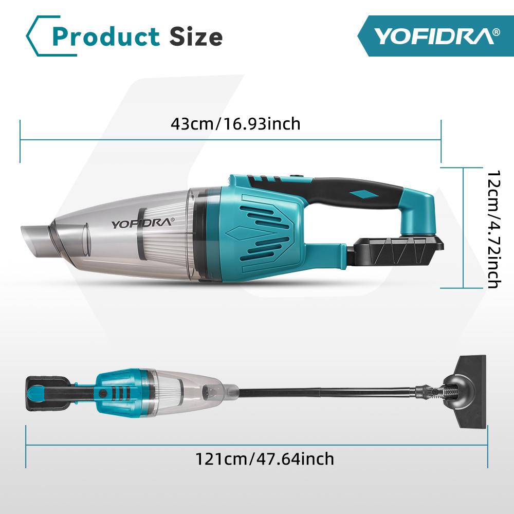 Yofidra 1500W Electric Cordless Vacuum Cleaner Portable Rechargeable Household Cleaning Power Tool For Makita 18V Battery Pin