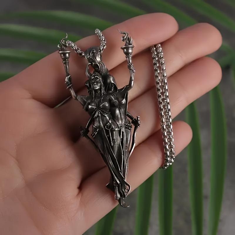 Halloween European and American Men's and Women's Three-faced God Pendant Necklace