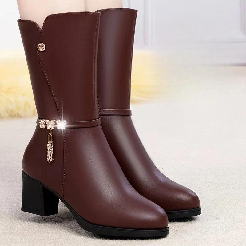 

Модная кожаная обувь со стразами, теплая обувь до середины икры, женская обувь гяру, водонепроницаемая, готическая, готская, горячая обувь, косплей, распродажа, полусапожки из искусственной кожи для женщин 40