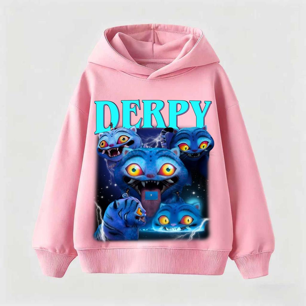 Children's Korean Wave Fashion Casual Tops KPop Demon Hunter Rumi Derpy Cartoon Girls Boy Hooded Sweatshirt War Kids Outfits Gif