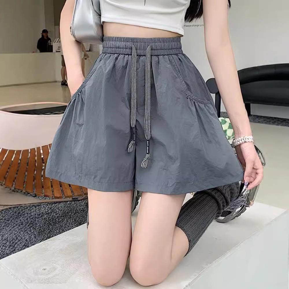 Women's 2025 Summer Pink Casual High-Waist A-Line Loose Wide-Leg Shorts
