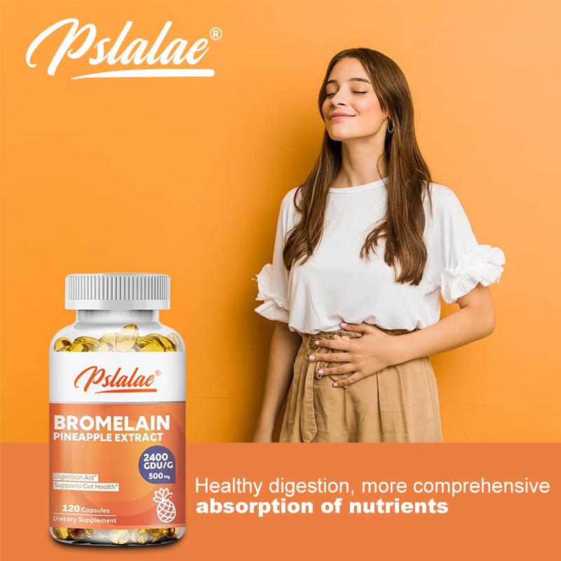 Pslalae High Bromelain Capsules, 500 Mg Per Serving, Gentle and Easily Absorbed, Suitable for Adults.