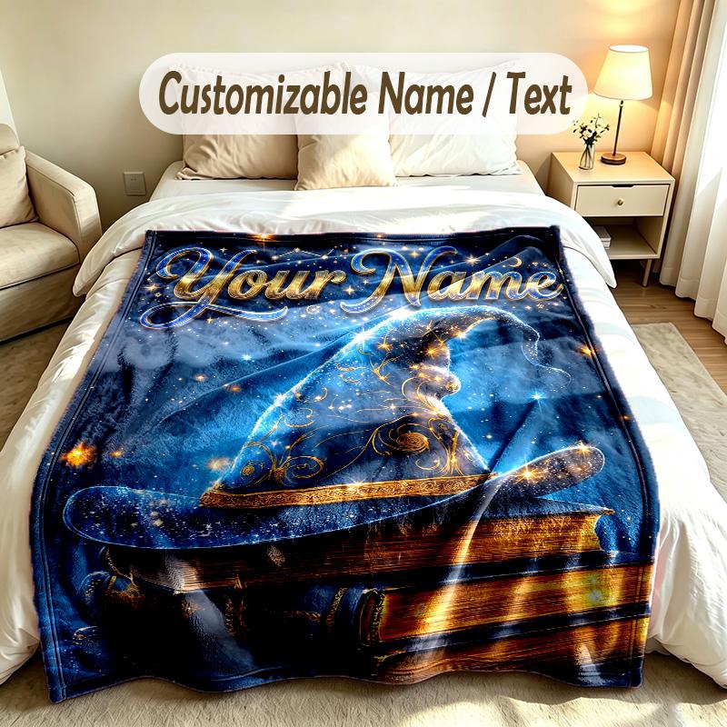 Fantasy Magic Theme Custom Blanket Personalized Name & Text Customized Soft Warm Throw Blanket Home Decor