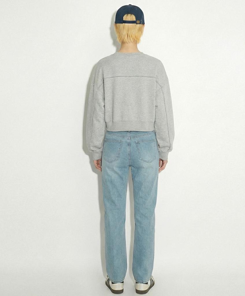 REBRENNER Dtf Death Love Oversized Volume Crop Sweatshirt Grey