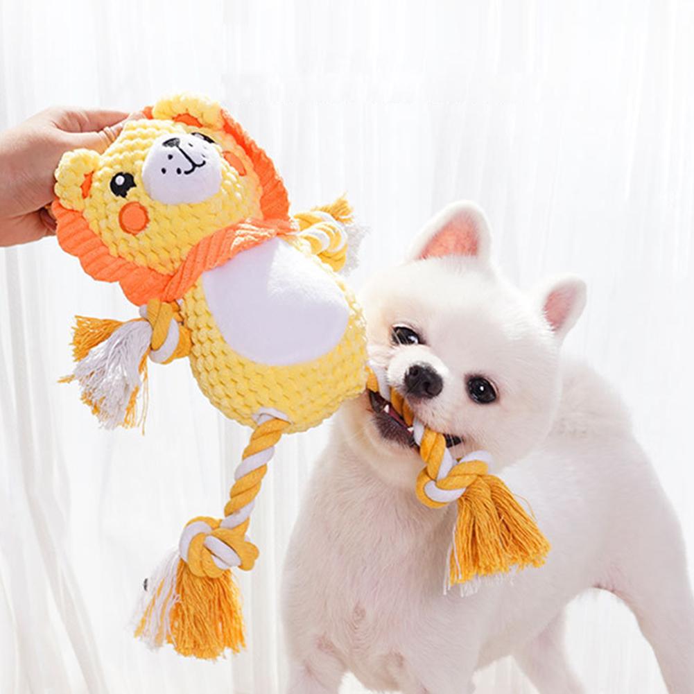 Colorful Animals Shaped Dog Stuffed Plush Bite Toy Interactive Pet Toy for Fun Pet Cotton Rope Chew Resistan Squeaky Toy