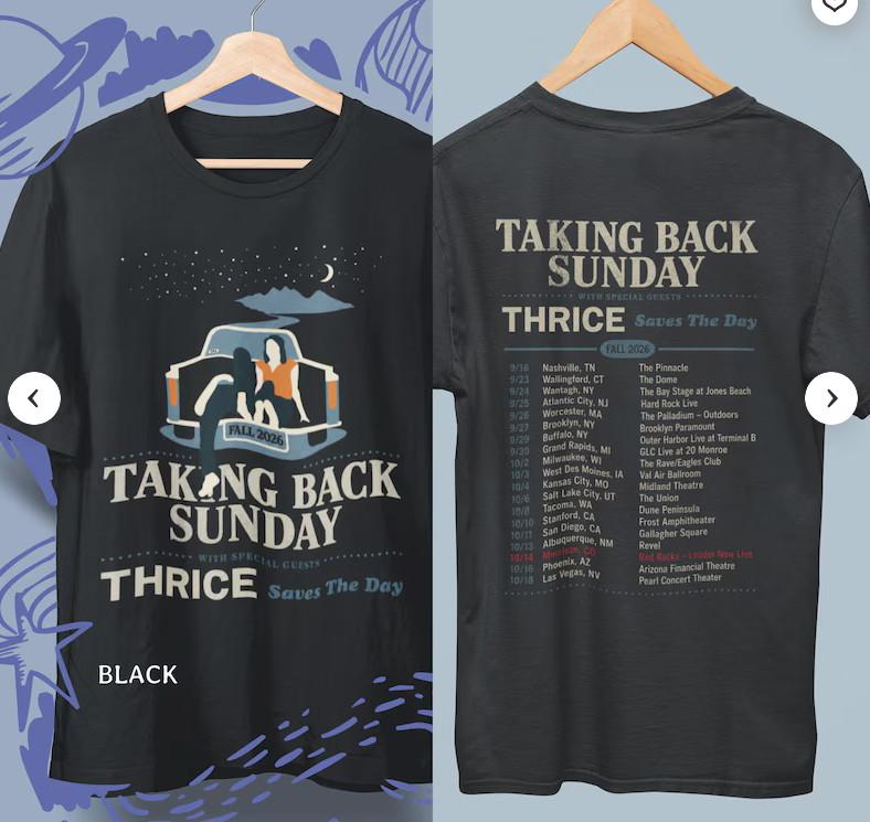 Unisex Taking Back Sunday Tour 2026 Shirt, Emo Rock Band Tee, Alternative Music