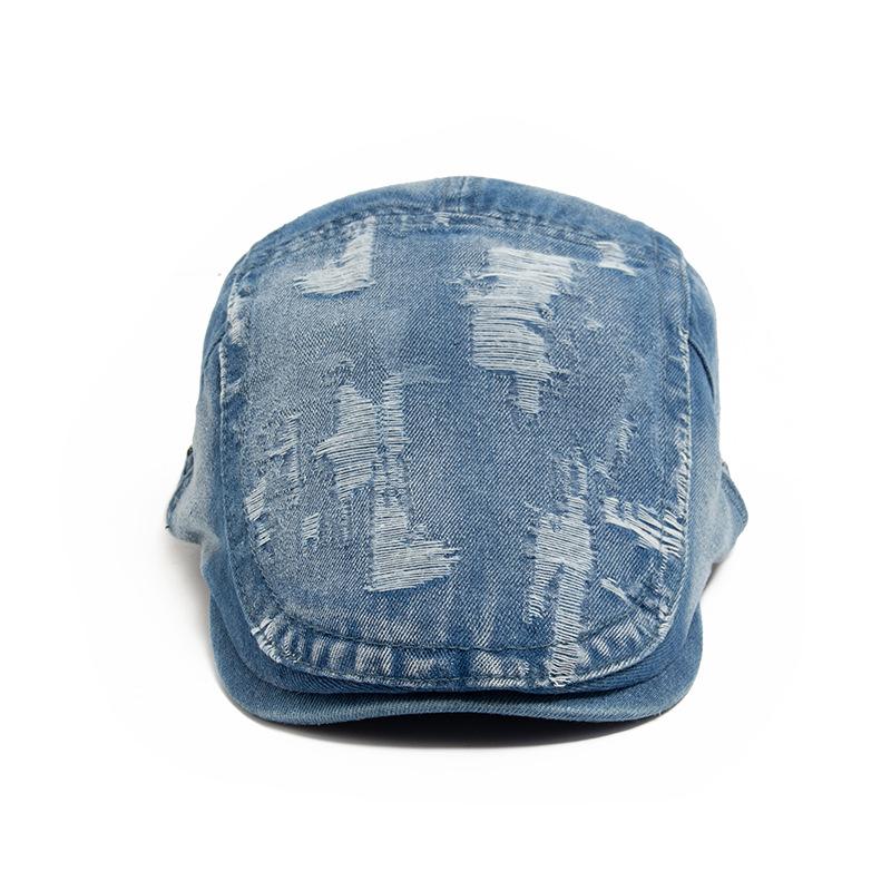Ripped Denim Beret Men's and Women's Fashion Washed Cotton Old Cap Spring and Autumn Painter Forward Hat Retro