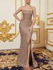 European & American Women's Sequin Slit High Waist Bridesmaid Evening Dress